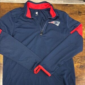NFL Patriots Navy and Red Quarter-Zip Pullover